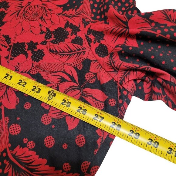 Coral‎ Bay Womens 3X Red & Black Floral Polka Dark Bloomcore Whimsygoth - Picture 6 of 7
